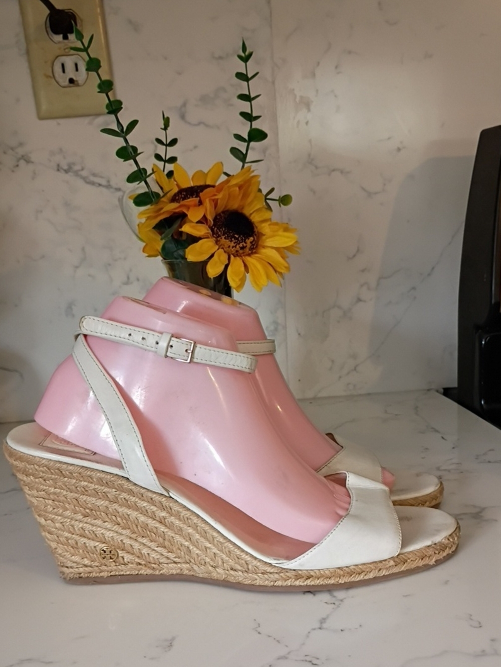 Tory Burch White Espadrille Wedge Sandals - Women's Summer Heels